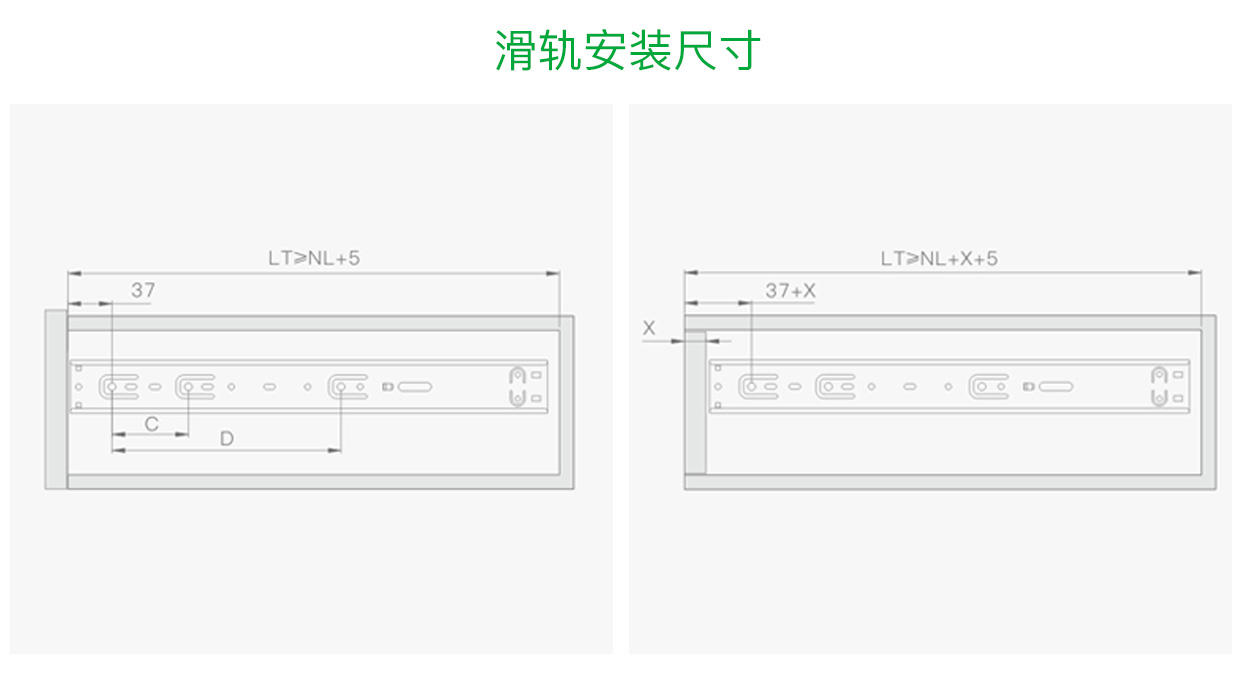 KG 三节钢珠滑轨